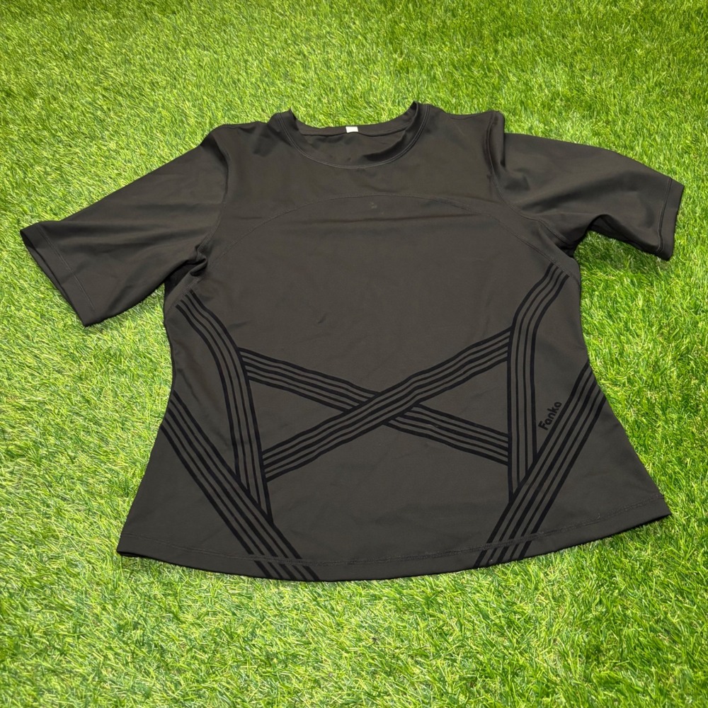 Fanka Activewear Short Sleeve Compression Top Gray Graphic Pattern Large